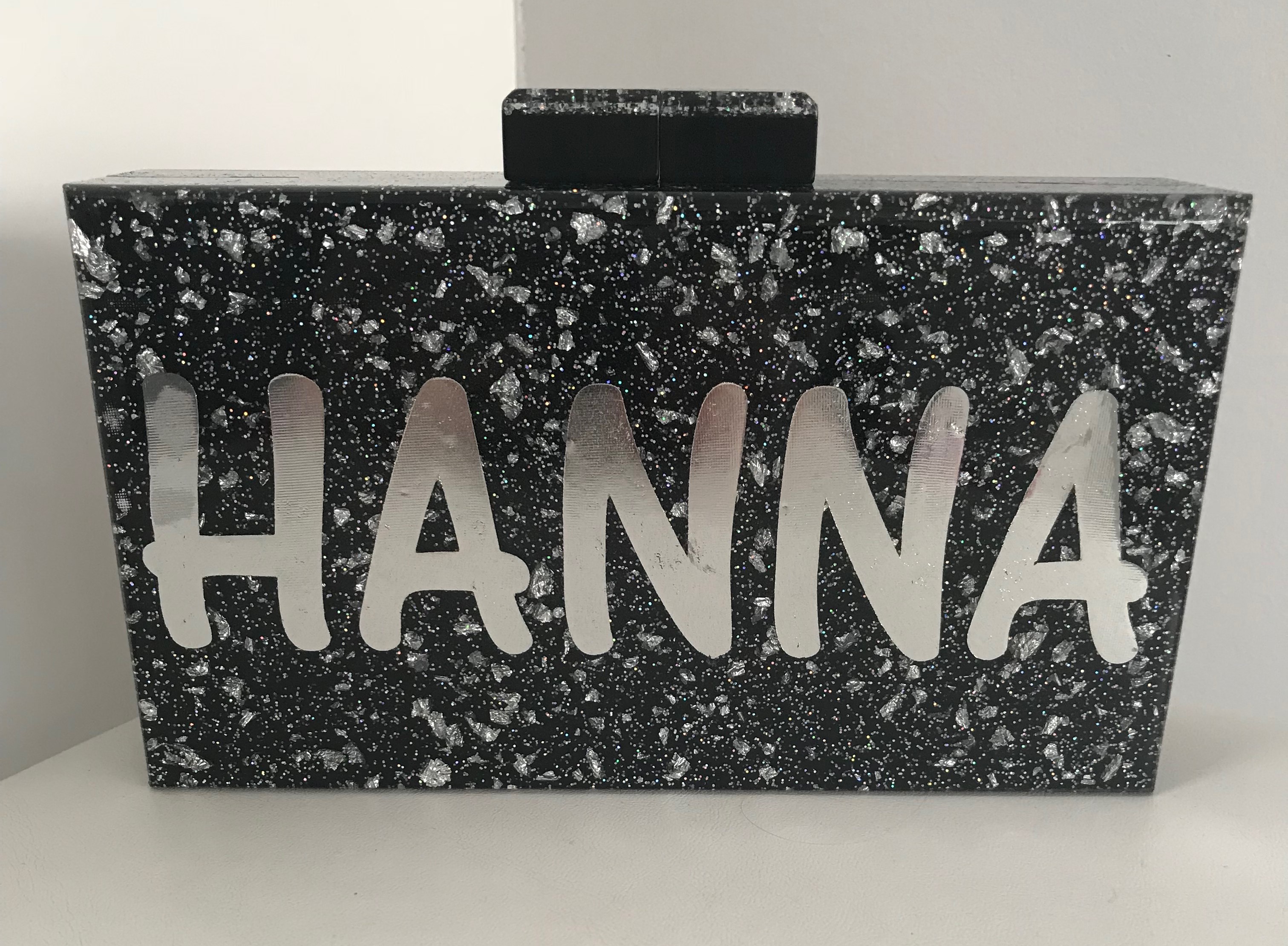 personalized acrylic clutch